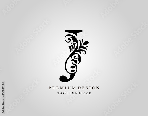 Luxury Monogram Letter J logo design, elegant floral ornate alphabet design vector.