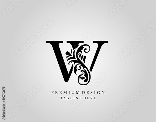 Luxury Monogram Letter W logo design, elegant floral ornate alphabet design vector.