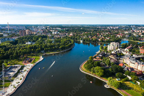 Aerial view of the Upper Lake in Kaliningrad, Russia