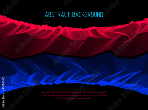 Line art 3d abstract vector background with geometric linear terrain surface of fantastic cosmic planet landscape, science fiction illustration. 