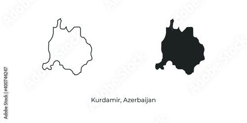 Simple vector illustration of map Kurdamir, Azerbaijan. Linear and filled style Kurdamir map vector illustration