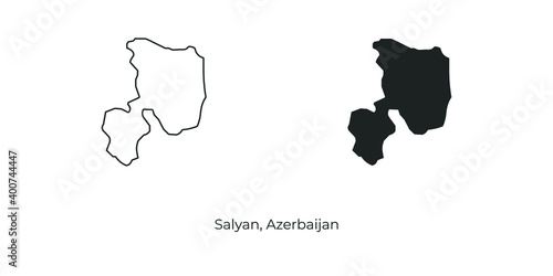 Simple vector illustration of map Salyan, Azerbaijan. Linear and filled style Salyan map vector illustration