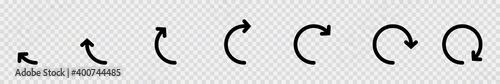 Arrow circle vector icons. Arrow icon. Direction symbol. Rotate curved circle isolated on transparent background.
