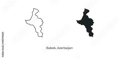 Simple vector illustration of map Babek  Azerbaijan. Linear and filled style Babek map vector illustration