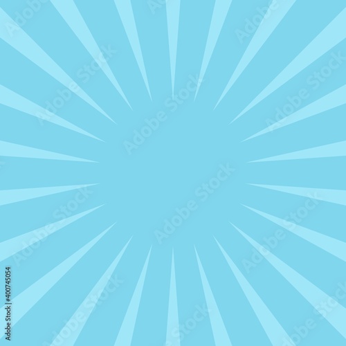 Sunlight background. Pale blue color burst background with white highlight.