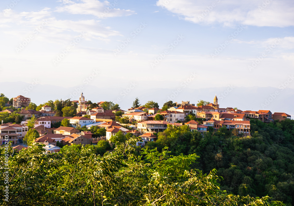 Panoramic view of Sighnaghi city of love in Georgia. Travel destination concept.