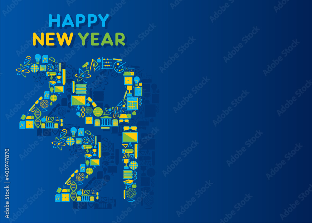 Fototapeta premium vector illustration of happy new year 2021 poster design