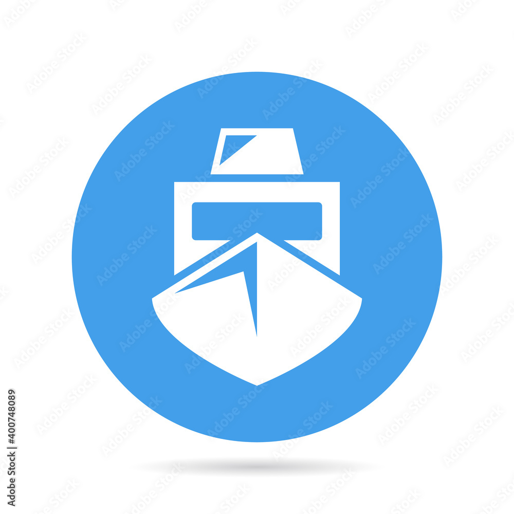 ship, boat, yacht in blue circle background vector ship, boat, yacht in blue circle background vector