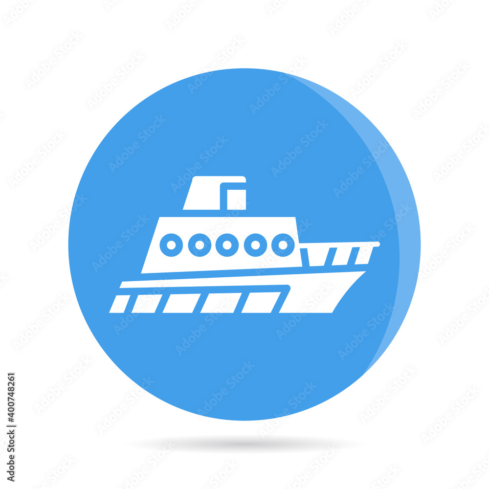 ship, boat, yacht in blue circle background vector ship, boat, yacht in blue circle background vector