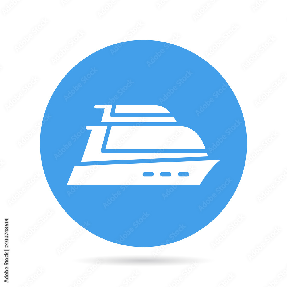 ship, boat, yacht in blue circle background vector ship, boat, yacht in blue circle background vector