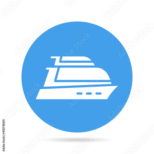 ship, boat, yacht in blue circle background vector