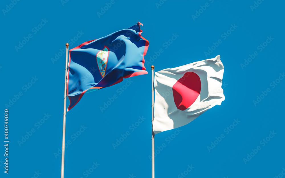 Flags of Japan and Guam. Flags of Japan and Guam.