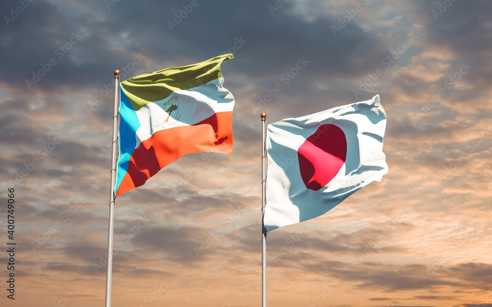 Flags of Japan and Equatorial Guinea. Flags of Japan and Equatorial Guinea.