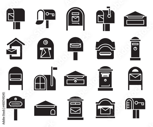 mailbox and postbox icons set vector