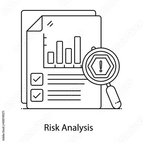 
Risk analysis flat outline concept icon showing, risk evaluation
