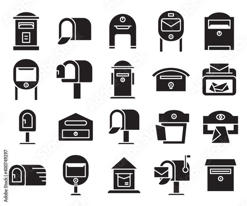 mailbox and postbox icons set vector
