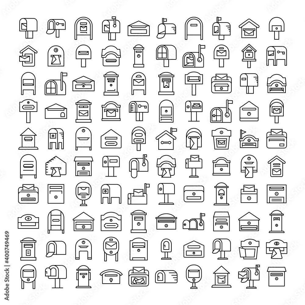 Obraz premium big collection of postbox and mailbox icons line design