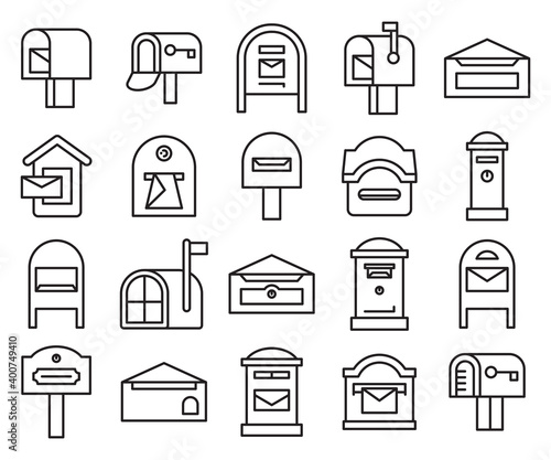 Fotografie, Obraz mailbox and postbox icons set line design vector