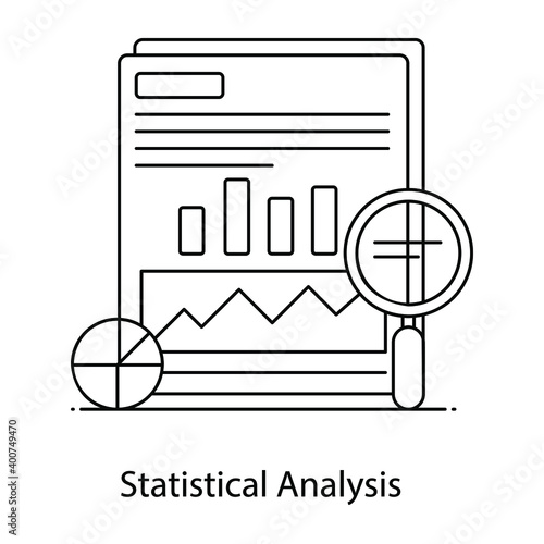 
Discovering basic trends and patterns, flat outline concept icon statistical analysis 
