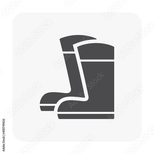 Safety boot or safety shoe vector icon. That footwear is personal protective equipment (PPE) for wear to work in construction site to protection, safe or prevent foot of builder or worker injury.