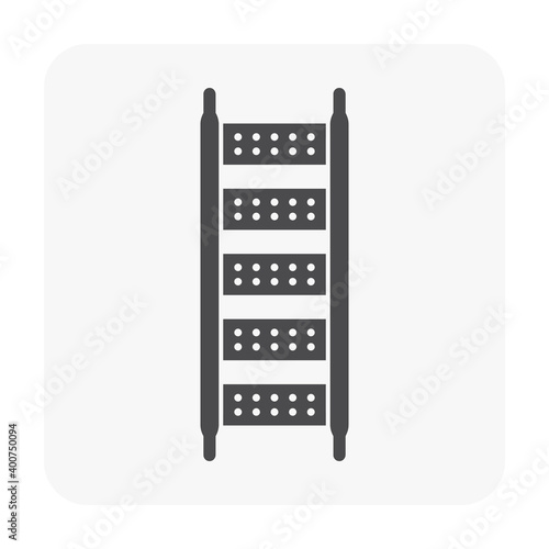 Scaffolding staircase vector icon. Also called ladder or stairway. Item is a construction equipment and component of ringlock and tube clamp scaffolding system. For ingress and egress of the scaffold.