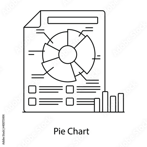 
Pie chart flat outline concept icon denoting, quantity graphical representation 
