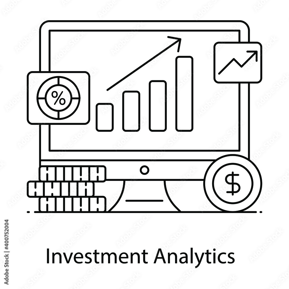 Investment analytics flat outline concept icon, financial strategy analysis
Investment analytics flat outline concept icon, financial strategy analysis