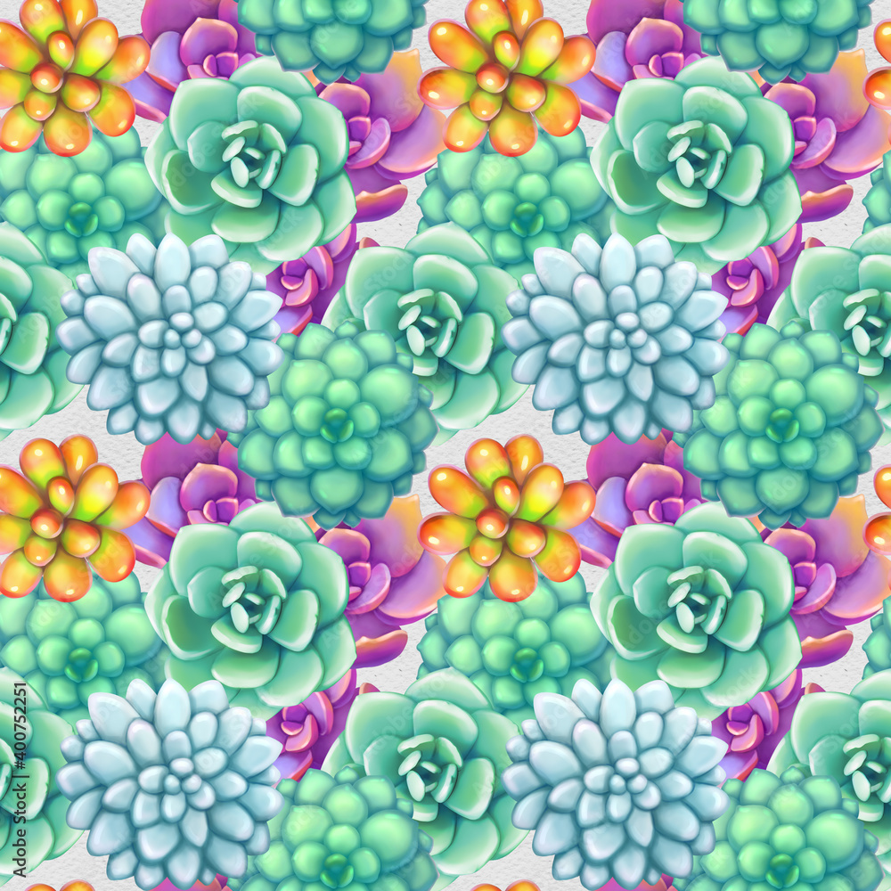 Seamless pattern with succulents. Beautiful floral print. Seamless pattern with succulents. Beautiful floral print.