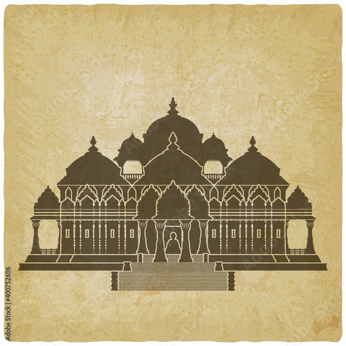 Swaminarayan Akshardham Hindu Temple on vintage background