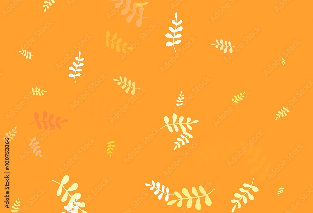 Fototapeta premium Light Orange vector abstract background with leaves.