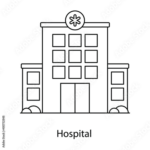 
Hospital building, architecture flat outline vector

