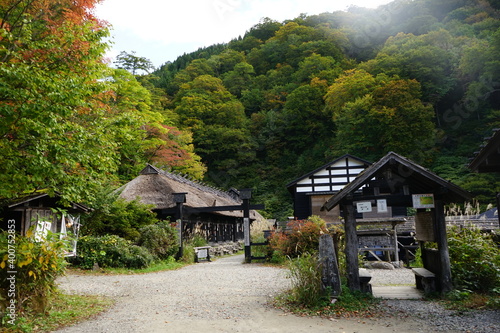 Autumn view of Nyuto Onsen (Hot Springs) Tsurunoyu in Akita, Japan - 日本 秋田県 仙北市 乳頭温泉 秋の紅葉