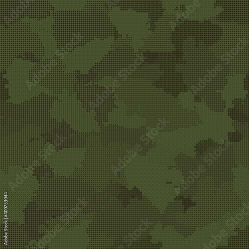 Fototapeta Naklejka Na Ścianę i Meble -  Green pixel camouflage seamless pattern