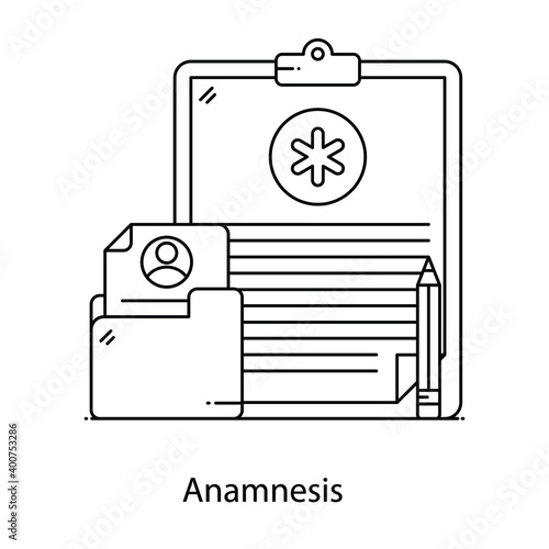 
Medical folder with patient data, anamnesis flat outline icon
