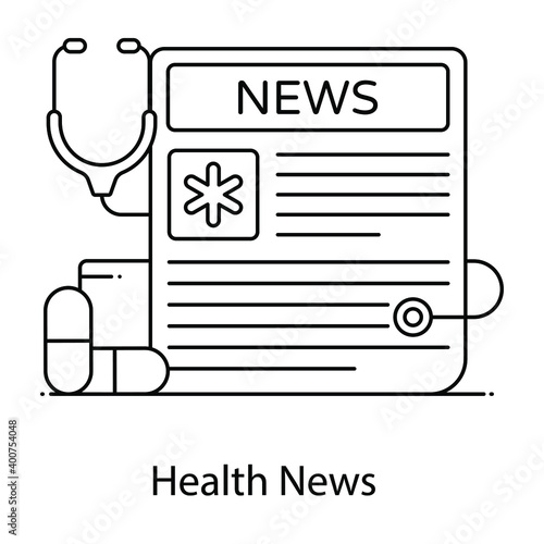
Medical or health news icon in flat outline icon
