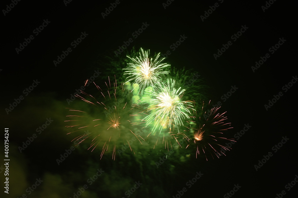 Obraz premium fireworks explosive on dark sky in night