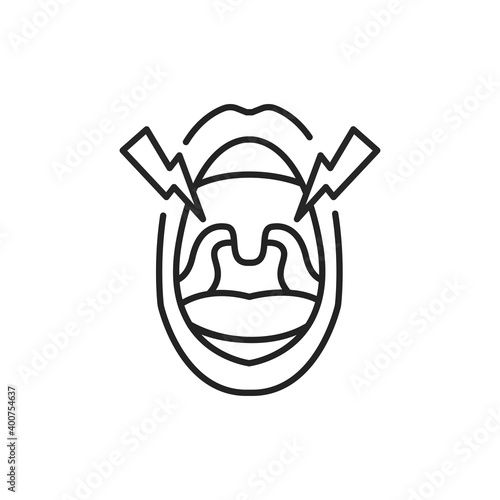 Open mouth with pain throat line color icon. Sign for web page, mobile app