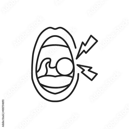 Open mouth with paratonsillar abscess line color icon. Sign for web page, mobile app