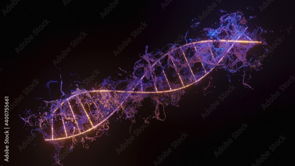 DNA reactions, protein transport, rotating DNA double helix. Science and medicine concepts 3d rendering