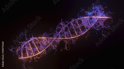 DNA reactions, protein transport, rotating DNA double helix. Science and medicine concepts 3d rendering