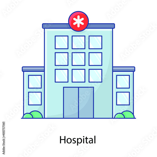 
Hospital building, architecture flat outline vector
