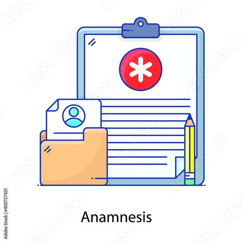 
Medical folder with patient data, anamnesis flat outline icon
