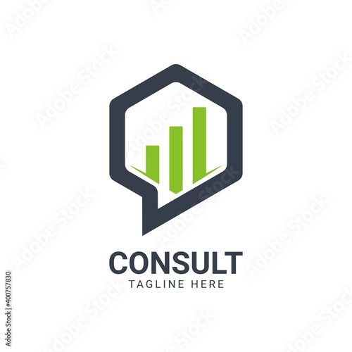 Modern Hexagon Business Consulting Agency logo design template. Simple Digital Consult logo concept