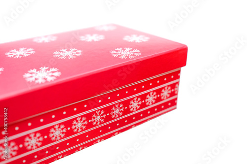 Red festive box on a white background