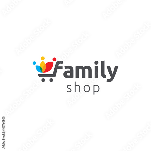 family shopping cart logo, Kids Store Logo Design Vector Template Inspiration
