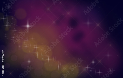 festive bokeh on a blue and purple background. Merry christmas and Happy New Year. Background for the design.