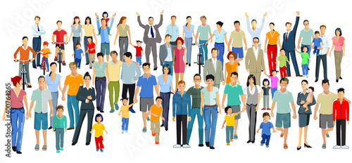 Menschenmenge mit Familien und Kinder