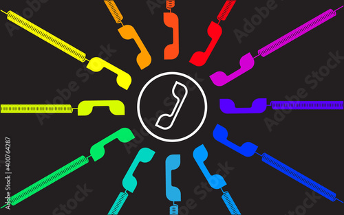 Colorful group of Handset telephone icon