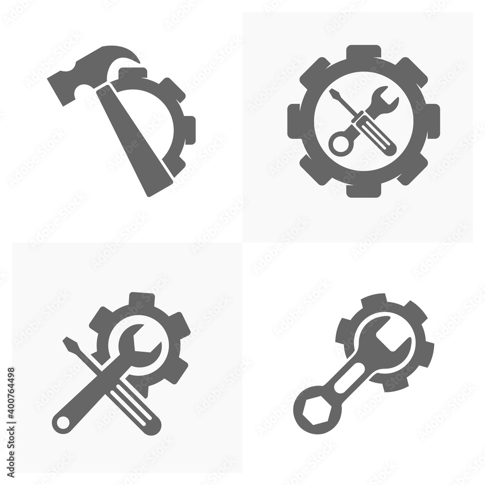 Obraz premium Set of Technical icon vector, Engineering simple icon template, Creative Setting icon design, Illustration