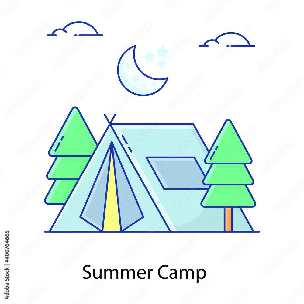 
A temporary accommodation, summer camp conceptual vector
